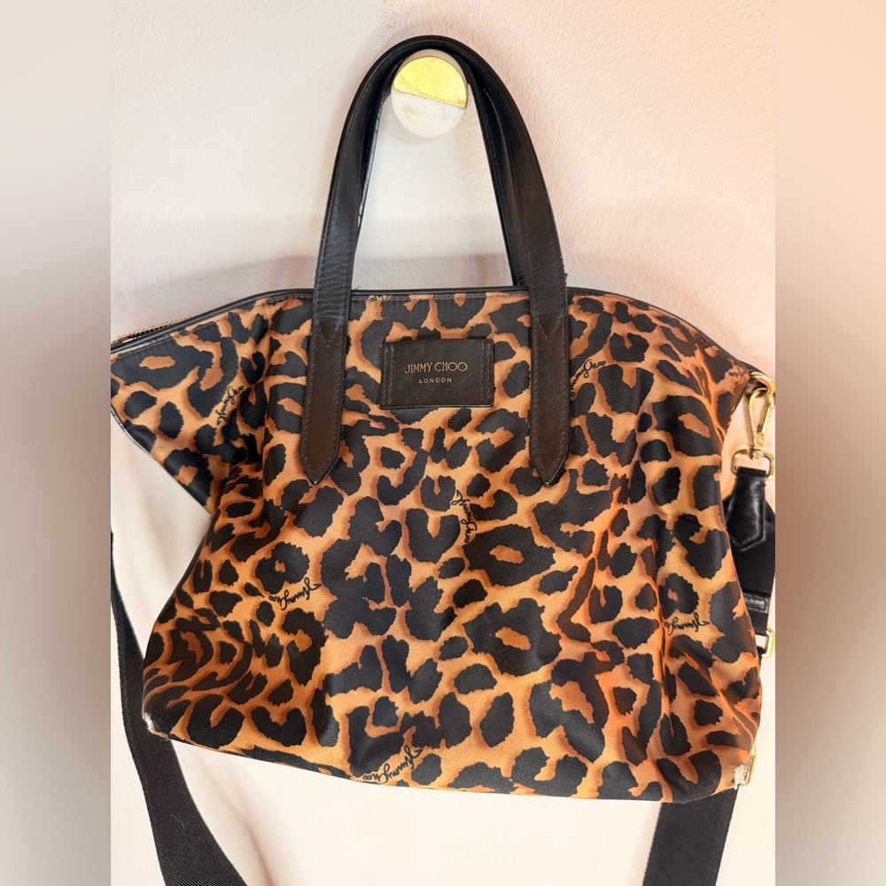 Jimmy Choo Black and Brown Leopard Shoulder Bag - Picture 3 of 14